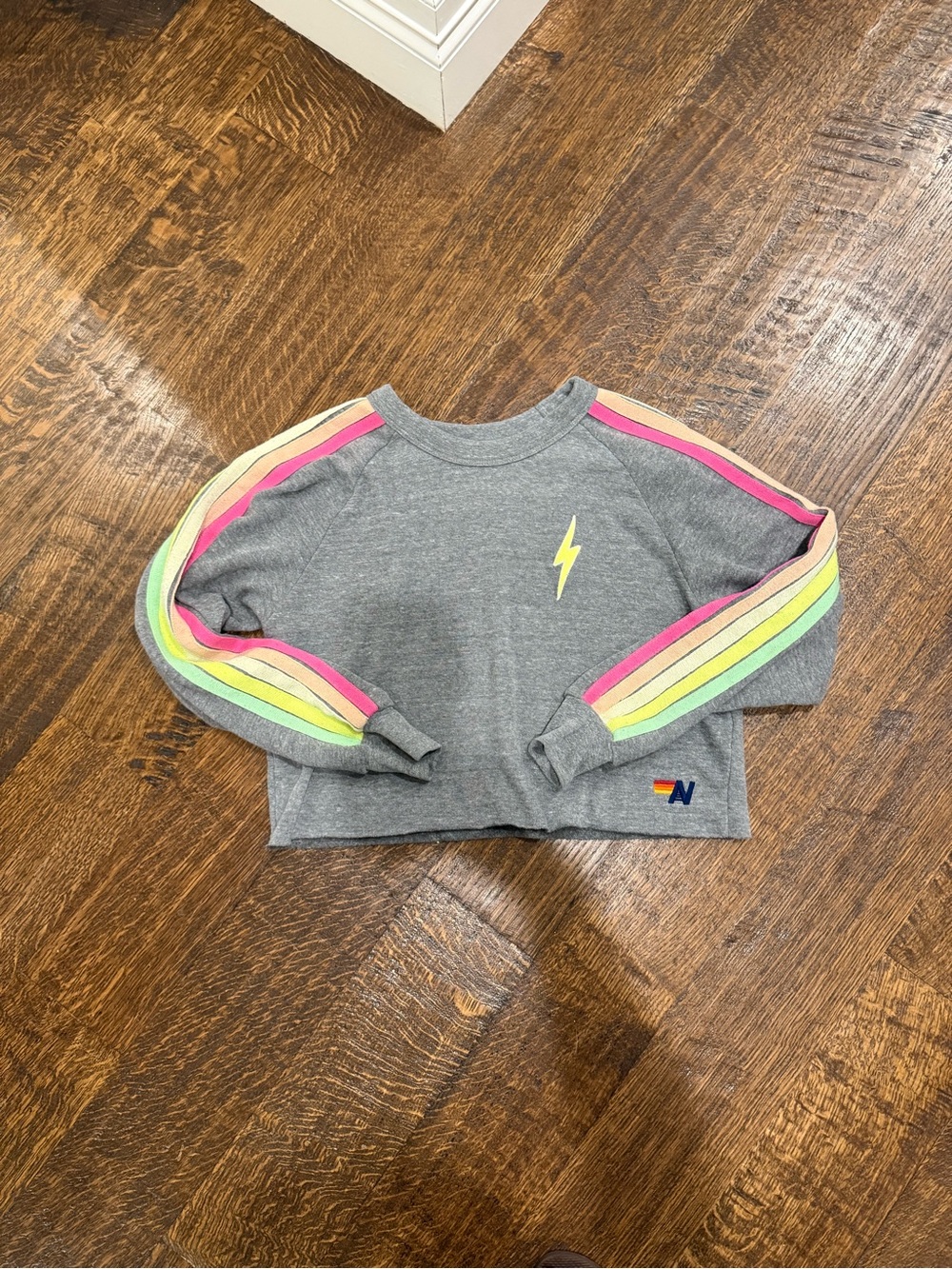 Women’s Aviator Nation Bolt Embroidery Classic Cropped Crew Sweatshirt XS